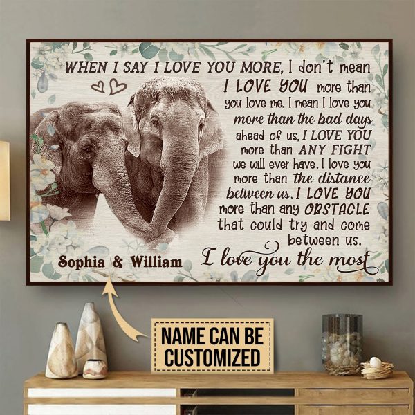 Personalized Canvas Painting Frames Elephant I Love You The Most Framed Prints, Canvas Paintings