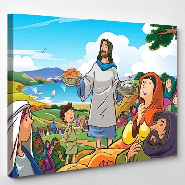 Jesus Merciful Compassionate Who Were Distributing Jesus Christian Premium Multi Canvas Prints, Multi Piece Panel Canvas Luxury Gallery Wall Fine Art Print