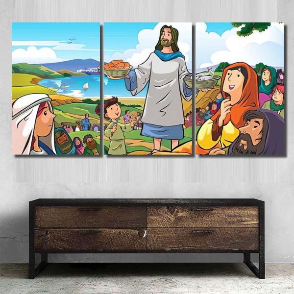 Jesus Merciful Compassionate Who Were Distributing Jesus Christian Premium Multi Canvas Prints, Multi Piece Panel Canvas Luxury Gallery Wall Fine Art Print - Image 6