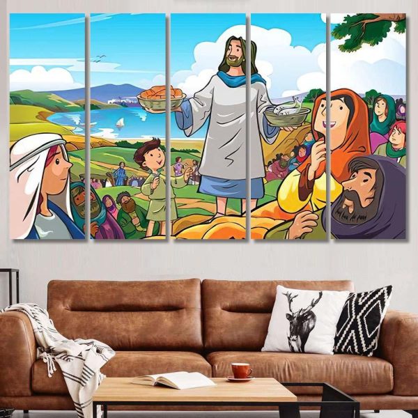 Jesus Merciful Compassionate Who Were Distributing Jesus Christian Premium Multi Canvas Prints, Multi Piece Panel Canvas Luxury Gallery Wall Fine Art Print - Image 8