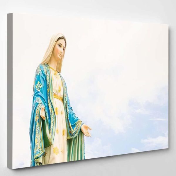 Statues Holy Women On Cloudy Sky Christian Premium Multi Canvas Prints, Multi Piece Panel Canvas Luxury Gallery Wall Fine Art Print