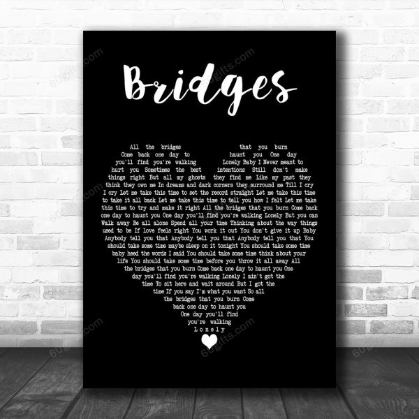 Tracy Chapman Bridges Black Heart Decorative Art Gift Song Lyric Print - Canvas Print Wall Art Home Decor