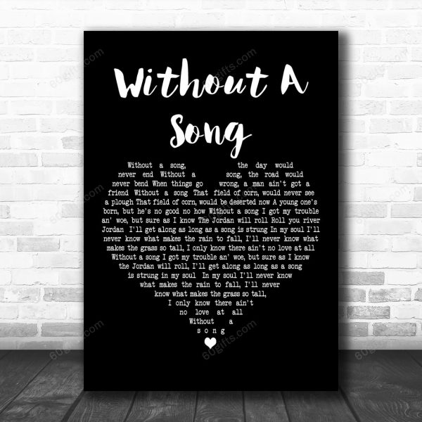 Willie Nelson Without A Song Black Heart Decorative Art Gift Song Lyric Print - Canvas Print Wall Art Home Decor