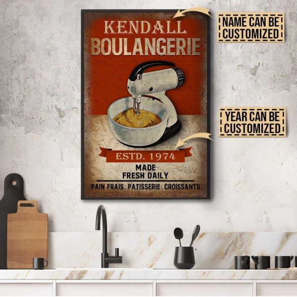 here Gifts Personalized Baking Boulangerie Made Fresh Daily Canvas Home Decor