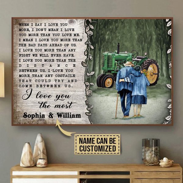 here Gifts Personalized Tractor Love You The Most Canvas Home Decor