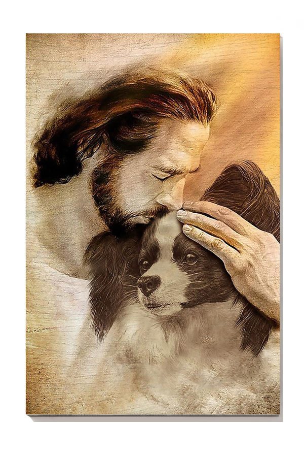 Jesus And Papillon Dog God For Gift For Dog Lovers Christian Canvas Gallery Painting Wrapped Canvas Framed Prints, Canvas Paintings