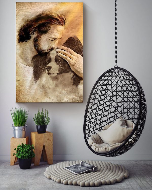 Jesus And Papillon Dog God For Gift For Dog Lovers Christian Canvas Gallery Painting Wrapped Canvas Framed Prints, Canvas Paintings - Image 3