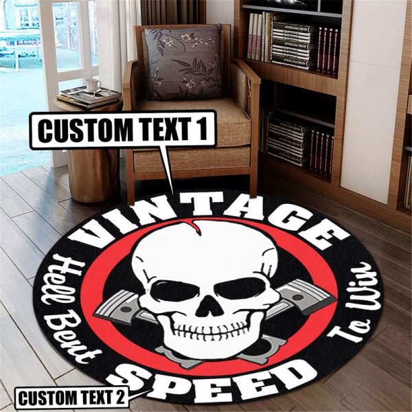 Personalized Vintage Speed Hell Bent To Win Hot Rod Round Mat Round Floor Mat Room Rugs Carpet Outdoor Rug Washable Rugs