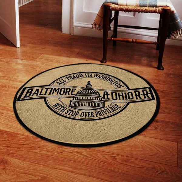 Borr Living Room Round Mat Circle Rug Baltimore Ohio Railroad