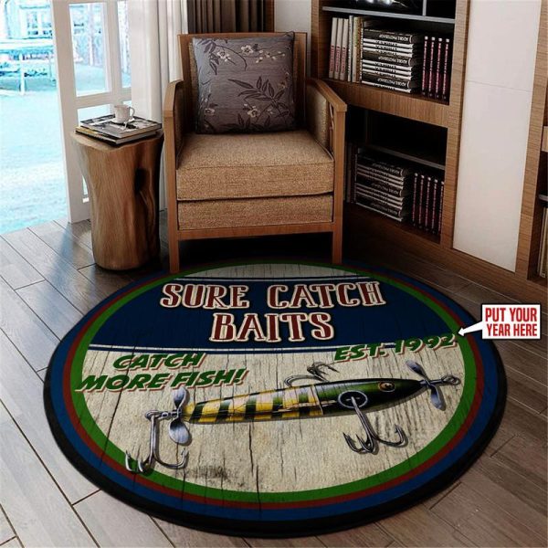 Fishing Round Mat Round Floor Mat Room Rugs Carpet Outdoor Rug Washable Rugs