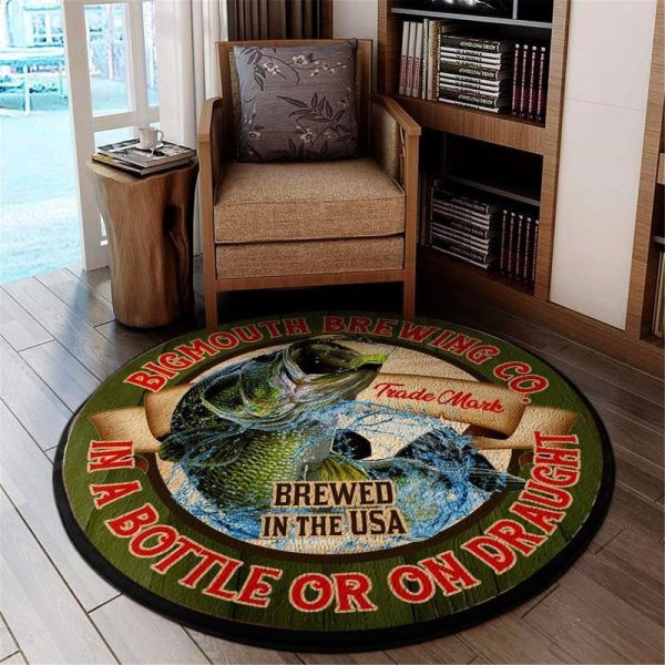 Bigmouth Fishing Round Mat Round Floor Mat Room Rugs Carpet Outdoor Rug Washable Rugs