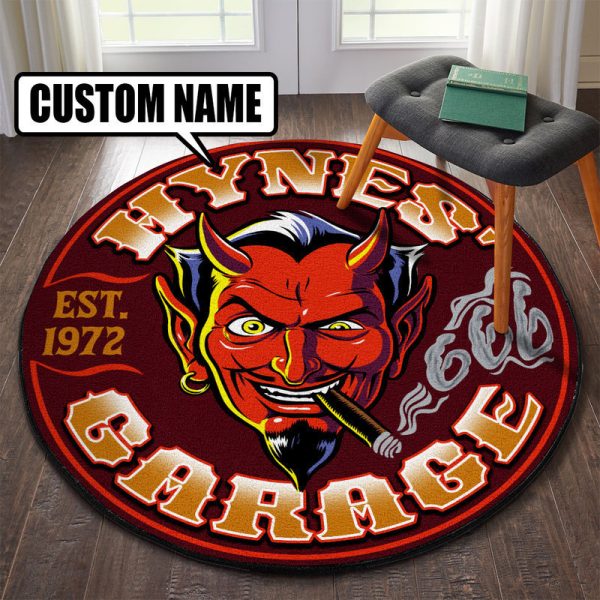 Personalized Hot Rod Garage Round Mat Round Floor Mat Room Rugs Carpet Outdoor Rug Washable Rugs