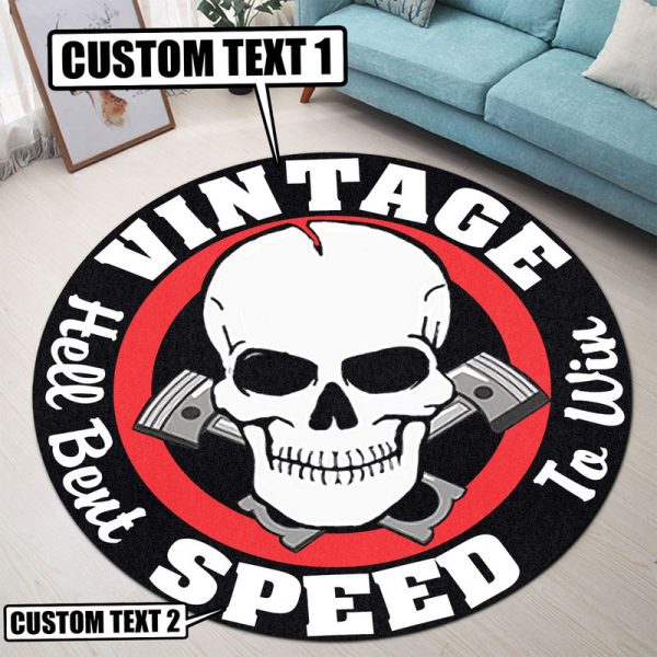 Personalized Vintage Speed Hell Bent To Win Hot Rod Round Mat Round Floor Mat Room Rugs Carpet Outdoor Rug Washable Rugs - Image 3