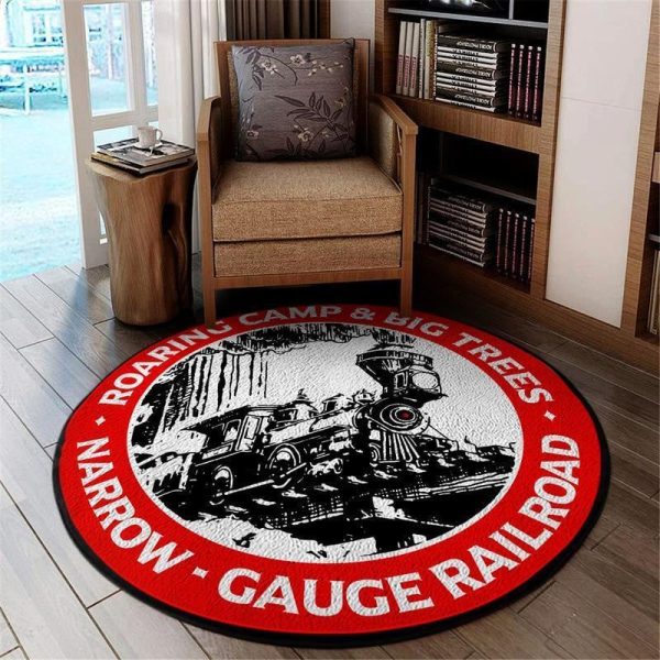 Ngrw Living Room Round Mat Circle Rug Narrow Gauge Railway - Image 2