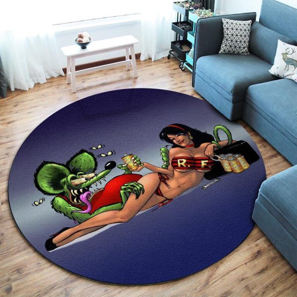 Rat Fink Hot Rod Round Mat Round Floor Mat Room Rugs Carpet Outdoor Rug Washable Rugs - Image 2