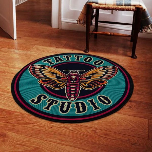 Dead Moth Tattoo Round Mat Round Floor Mat Room Rugs Carpet Outdoor Rug Washable Rugs - Image 2