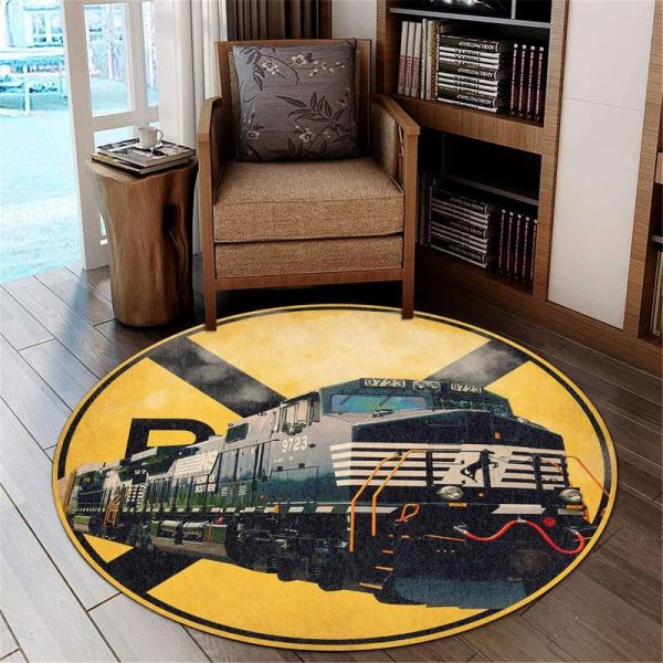 Norfolk Southern Railroad Crossing Round Mat Round Floor Mat Room Rugs Carpet Outdoor Rug Washable Rugs - Image 2