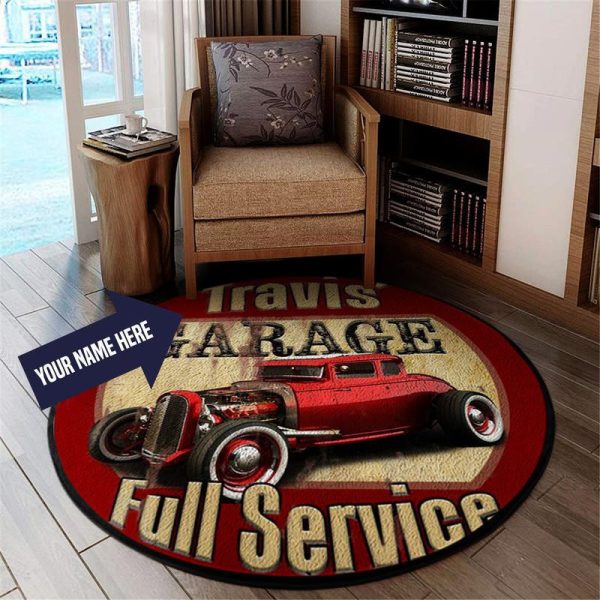 Personalize Vintage Custom Car Round Mat For Garage Round Mat 05201 Living Room Rugs, Bedroom Rugs, Kitchen Rugs - Image 2