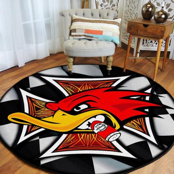 Hot Rod Woodpecker Round Mat Round Floor Mat Room Rugs Carpet Outdoor Rug Washable Rugs - Image 3