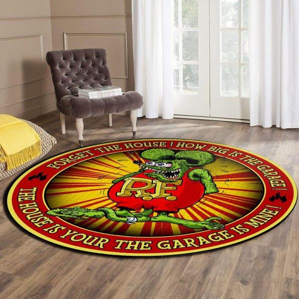 Rat Fink Hot Rod Garage Round Mat Round Floor Mat Room Rugs Carpet Outdoor Rug Washable Rugs - Image 2