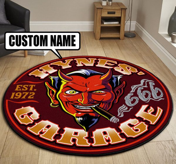 Personalized Hot Rod Garage Round Mat Round Floor Mat Room Rugs Carpet Outdoor Rug Washable Rugs - Image 3