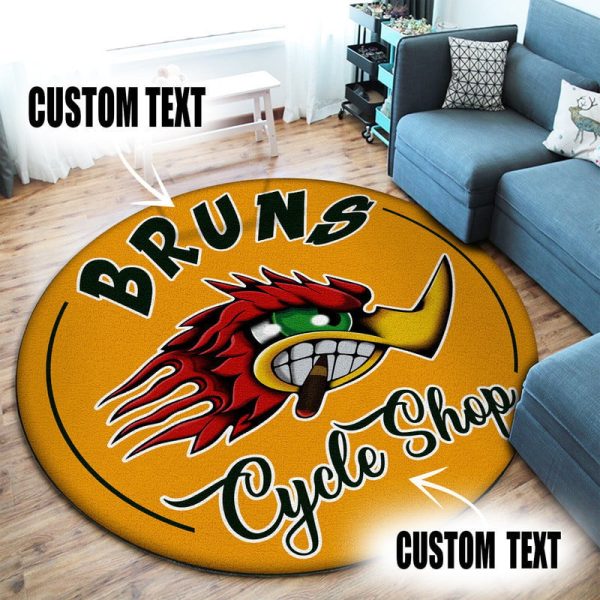 Personalized Garage Garage Decor, Home Bar Decor Hot Rod Garage Decor, Home Bar Decor Motorcycle Round Mat - Image 2