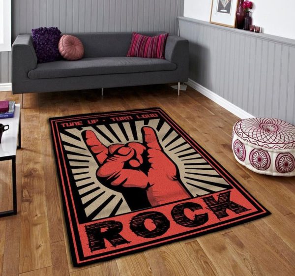 Tune Up Turn Loud Rock Area Rug Carpet