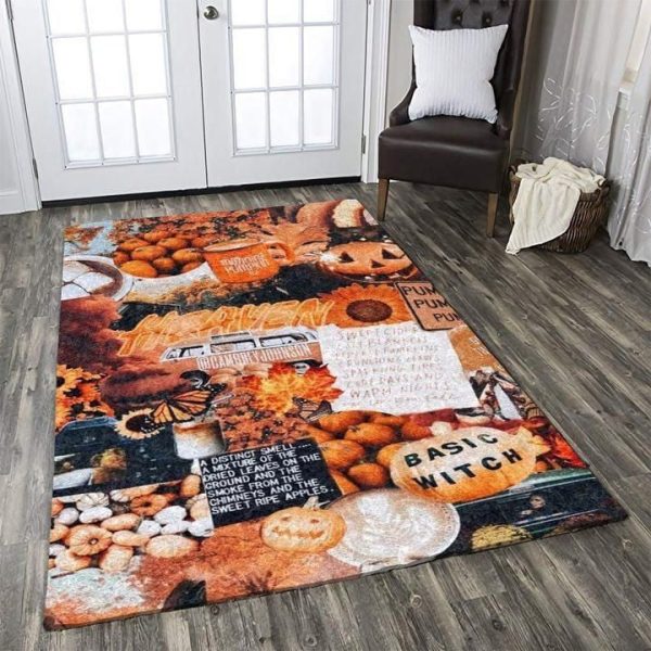 Halloween Pumpkin Witch Black Cat Kitchen Area Rug Carpet Carpet