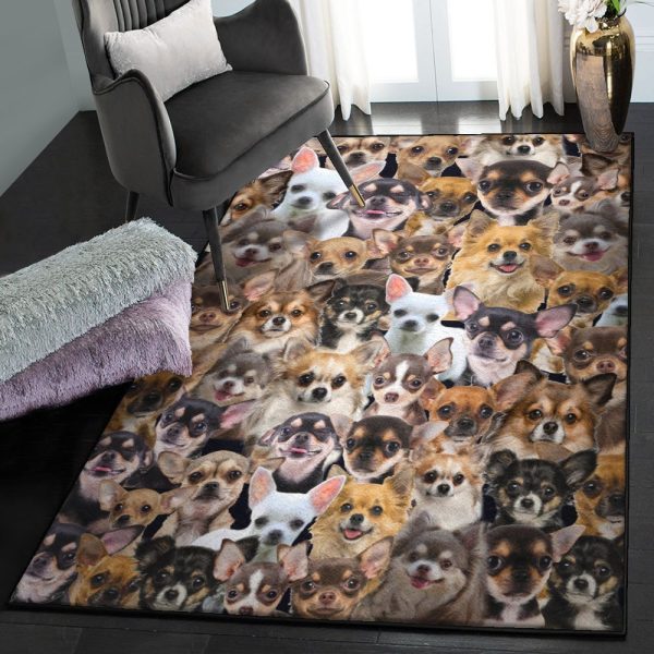 Cute Dog Bedroom Rugs You Will Have A Bunch Of Chihuahuas Rug Rectangle Rugs Washable Area Rug Non-Slip Carpet For Living Room Bedroom