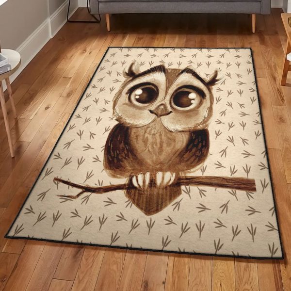 Owl Art Modern Rugs Owl Rug Rectangle Rugs Washable Area Rug Non-Slip Carpet For Living Room Bedroom