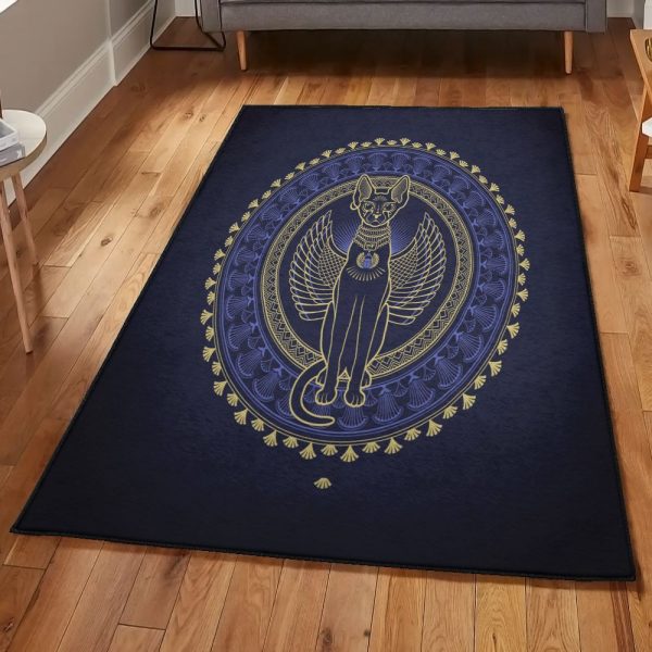 Art Deco Rug Bastet Rug Rectangle Rugs Washable Area Rug Non-Slip Carpet For Living Room Bedroom