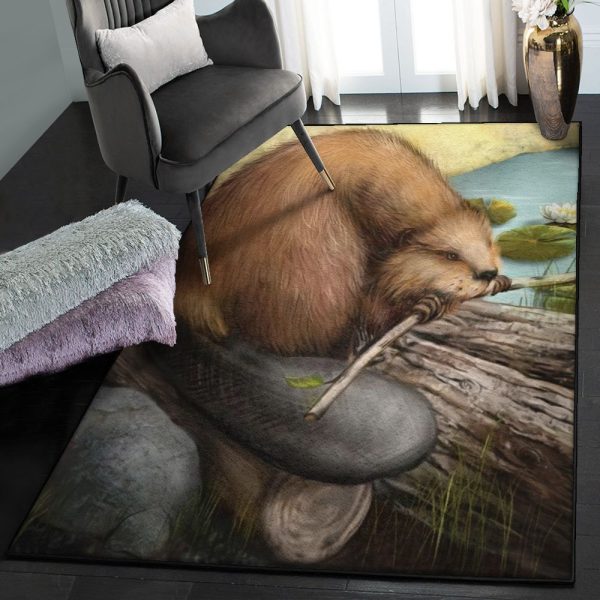 Beaver Kitchen Rugs Beaver Rug Rectangle Rugs Washable Area Rug Non-Slip Carpet For Living Room Bedroom