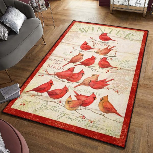 Cardinals Carpets Cardinal Winter Rug Rectangle Rugs Washable Area Rug Non-Slip Carpet For Living Room Bedroom - Image 2