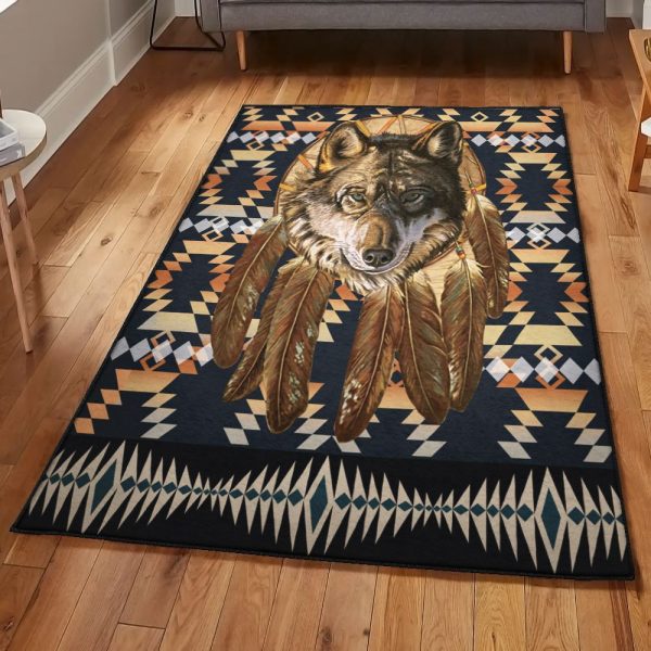 Wolf Washable Wolf Shield Rug Rectangle Rugs Washable Area Rug Non-Slip Carpet For Living Room Bedroom