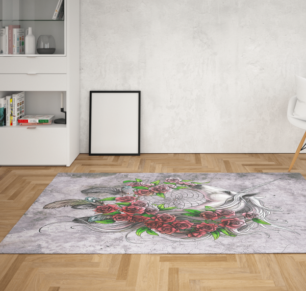 One Horned Horse Bedroom Rugs Unicorn Dreamcatcher Rug Rectangle Rugs Washable Area Rug Non-Slip Carpet For Living Room Bedroom - Image 2