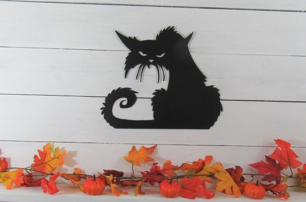 Spooky Cat Halloween for Cat Lovers Wall Art Decor Cut Metal Sign Lase