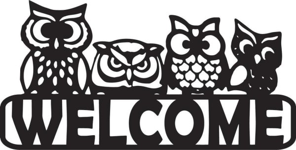 Welcome Front Door Home Decoration With Owls Cut Metal Sign Laser Cut