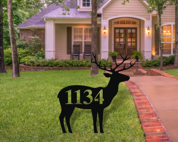 Deer Themed Custom Address Steel Yard Sign Deer Address Sign Deer Hous