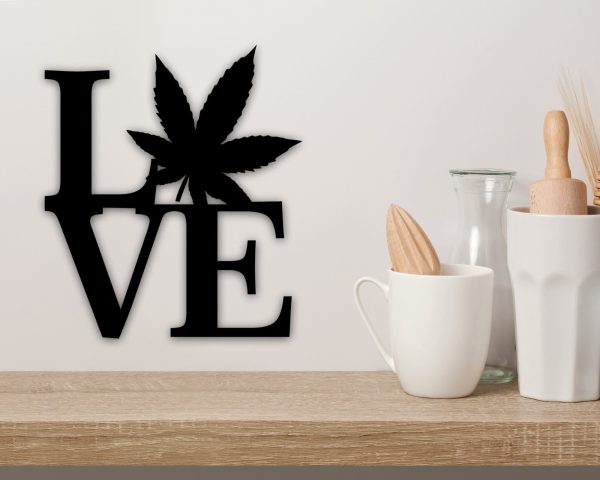 Metal Weed Decor Marijuana Gift Custom Peace Love Sign Hippie Metal De