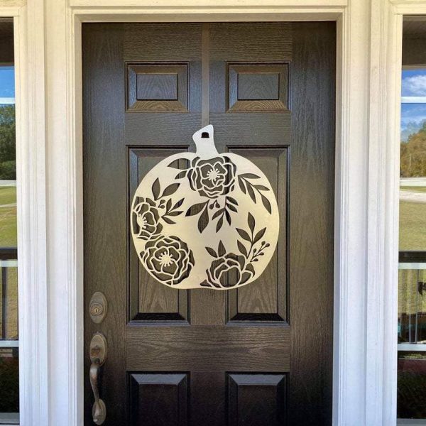 Floral Pumpkin Fall Decor Metal Sign Cut Metal Sign Metal House Sign D