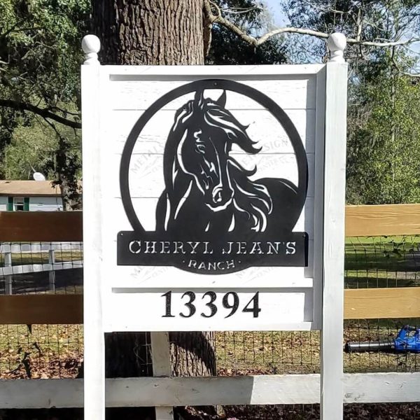 Personalized Horse Ranch Sign Monogram, Cut Metal Sign, Metal Wall Art - Image 2