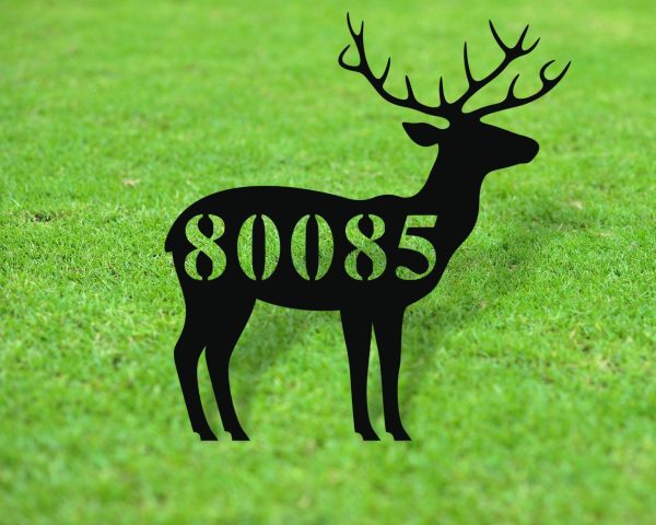 Deer Themed Custom Address Steel Yard Sign Deer Address Sign Deer Hous - Image 2