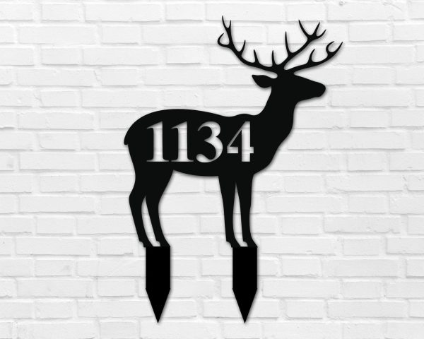 Deer Themed Custom Address Steel Yard Sign Deer Address Sign Deer Hous - Image 3