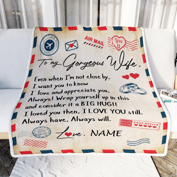 Personalized My Gorgeous Wife Blanket from Husband Letter Air Mail Wed - Image 3