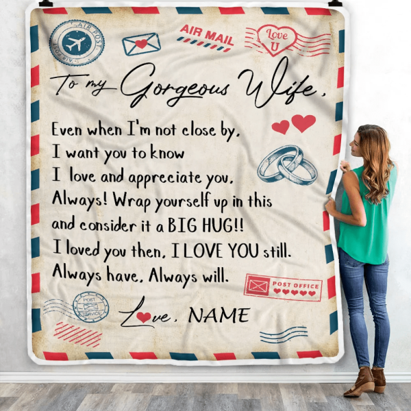 Personalized My Gorgeous Wife Blanket from Husband Letter Air Mail Wed - Image 5