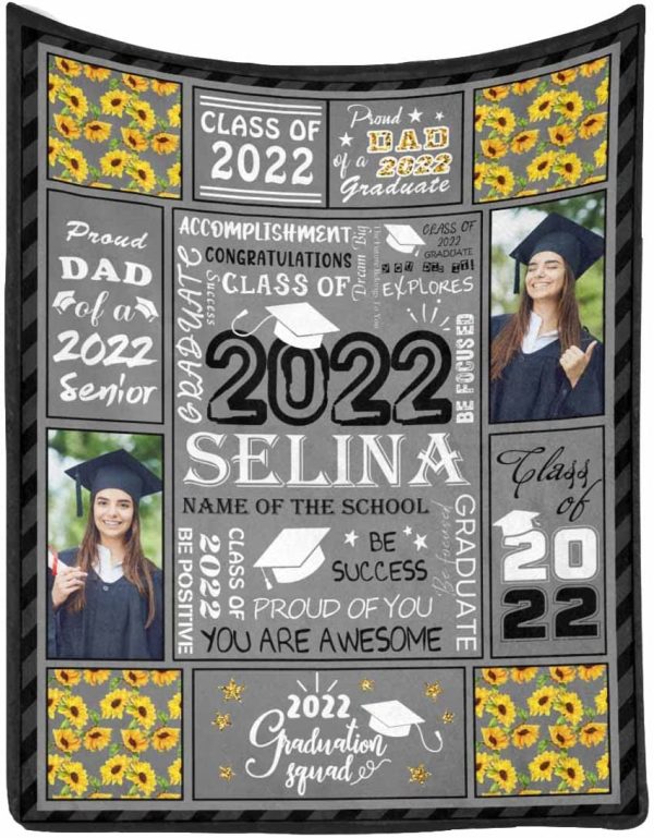 Personalized Graduation Blanket For Her Him Class Of 2022 Bed Blanket