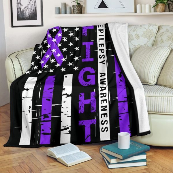 Epilepsy Awareness Fight Flag Purple Fleece Blanket Fleece Blanket