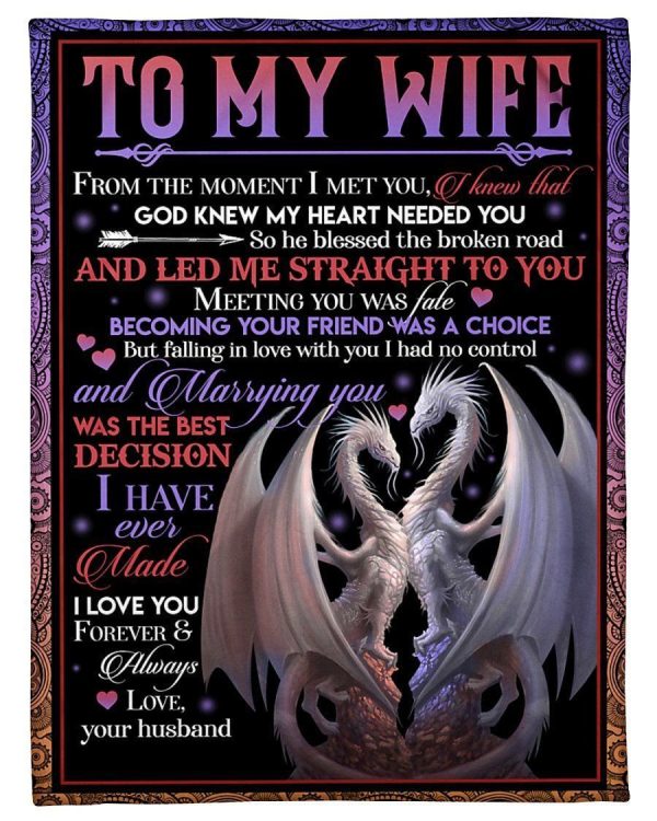 I Love You Forever And Always Couple Dragon To Wife Fleece Blanket