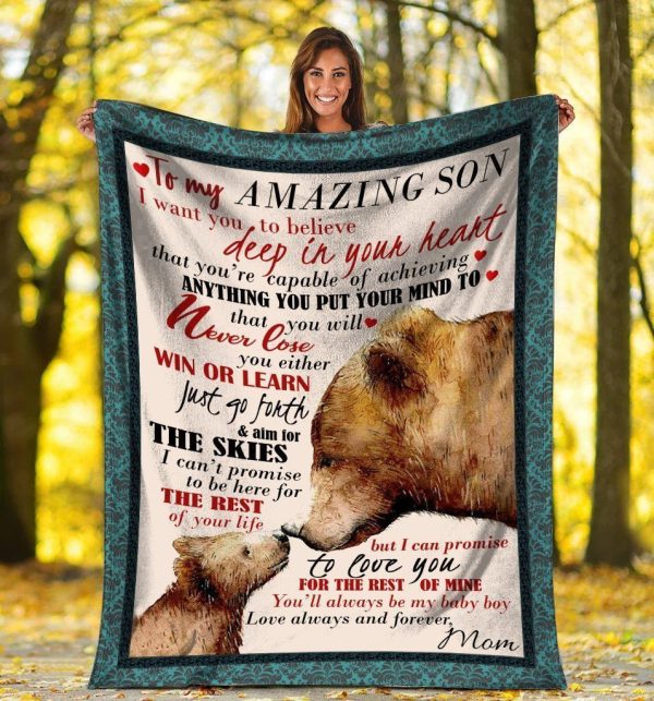 Bear Mom To My Son Love You For The Rest Of Mine Fleece Blanket