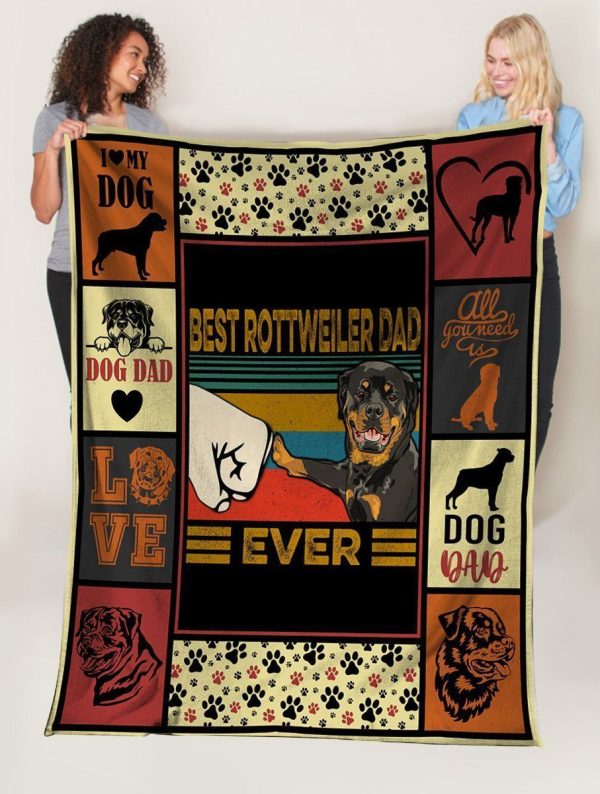 Best Rottweiler Dad Ever Rottweiler Dog Paw Fleece Blanket - Image 3